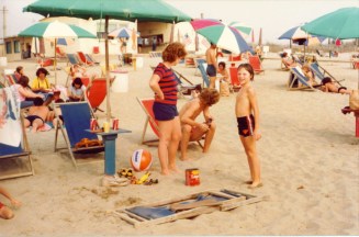 On the beach at Camp Darby, Italy -- 1978